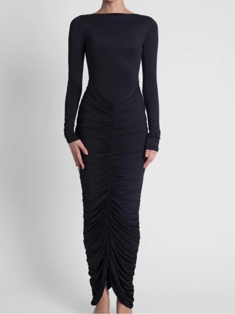 Leau Rhea Ruche Maxi Dress Sz L